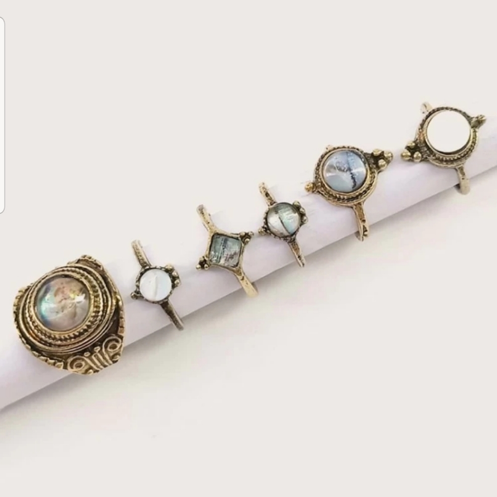 *Katerina* Antiqued 6 Piece ring set - Picture 4 of 4